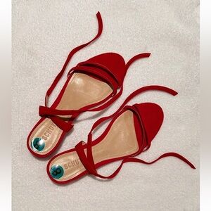 NWT SCHUTZ ACAMURCADO / AVERMELHAD Women Red Suede Sandals Size 8B